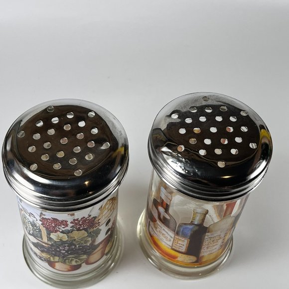 Vtg Spice Seasoning Grated Cheese Shakers Retro Dispenser Multi Purpose Graphics - Picture 5 of 12
